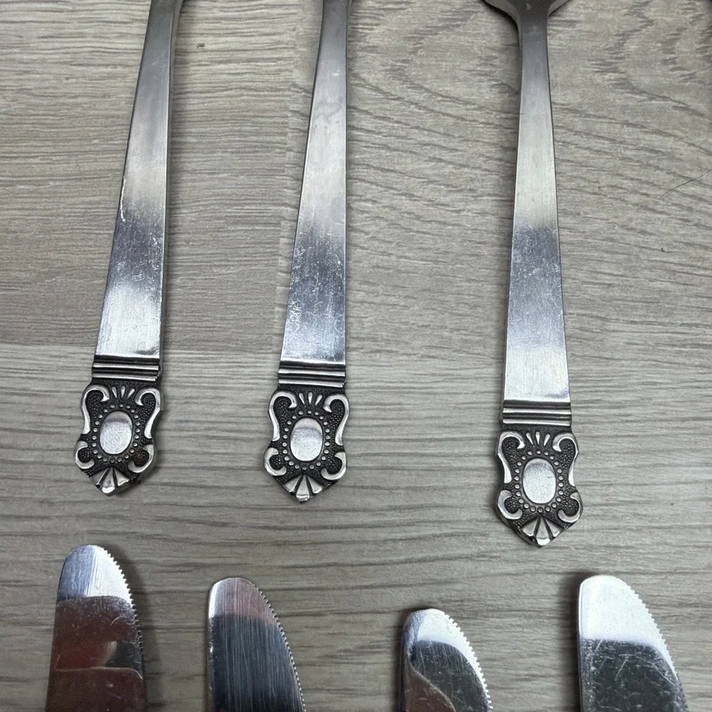 Vintage Stainless Steel Made In Japan Silverware Lot Of 6 Dinner Knifes, 5 Forks
